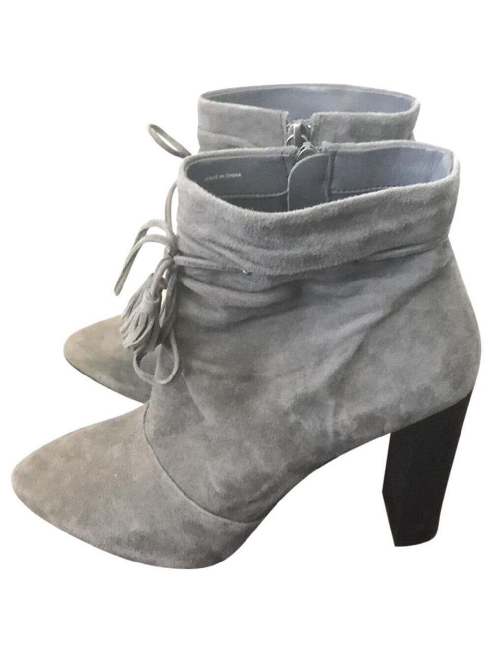 White House Black Market Low Cute Boots Grey Suede EUC